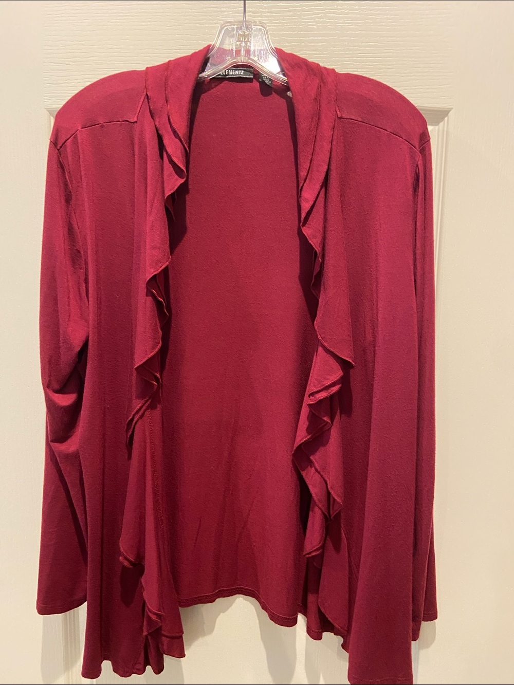 Elementz Burgundy Open-Front Cardigan